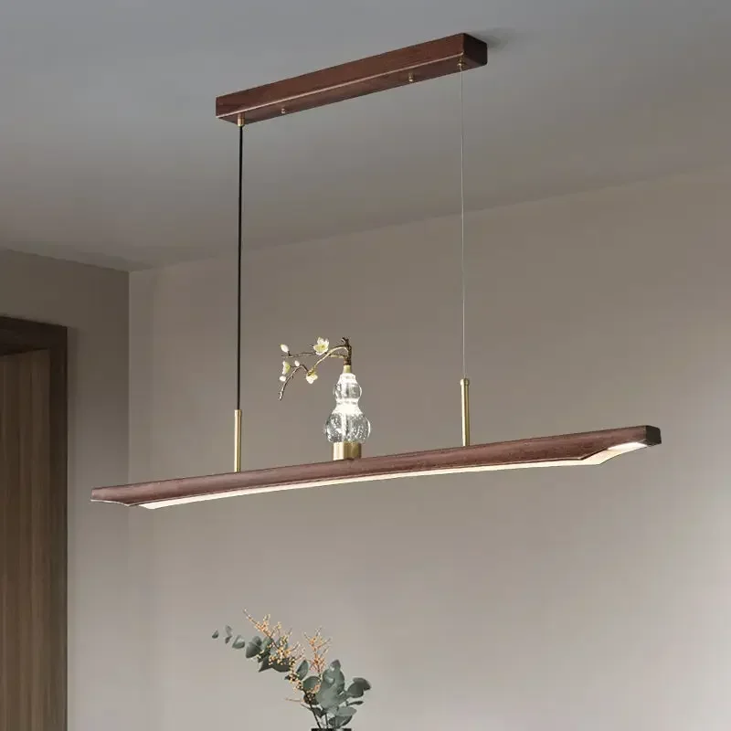New Chinese Solid Wood Pendant Light - All-Copper Classic Design for Teahouse & Restaurant