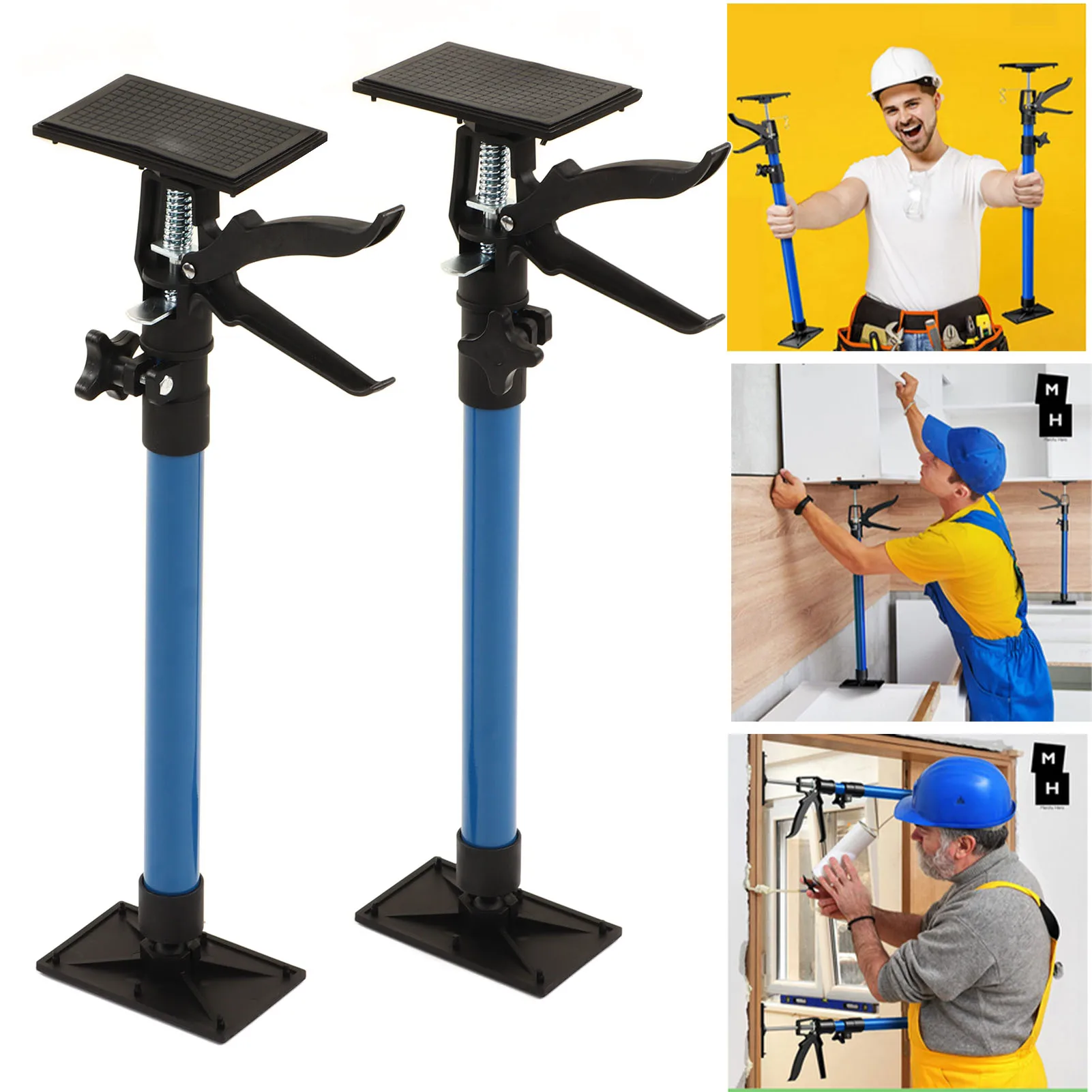 Hanging Cabinet Support Pole Robust Cabinet Telescopic Support Rod Easily Adjusting Extendable with 4 Plate for Door Frame
