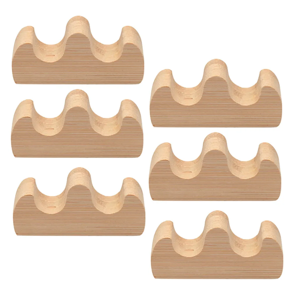 6Pcs Premium Wooden Chinese Calligraphy Brush Rest Brush Holder Pen Stand for Writing Painting Study Office Desk Organizer