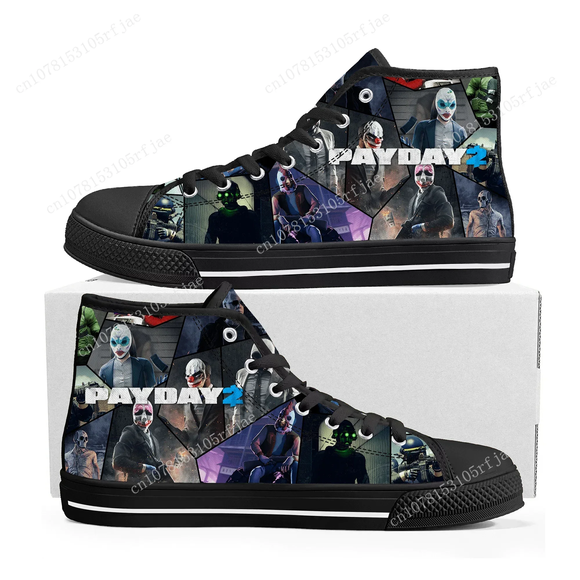 PAYDAY 2 High Top Sneakers Hot Cartoon Game Mens Womens Teenager Fashion High Quality Canvas Sneaker Custom Built Couple Shoes