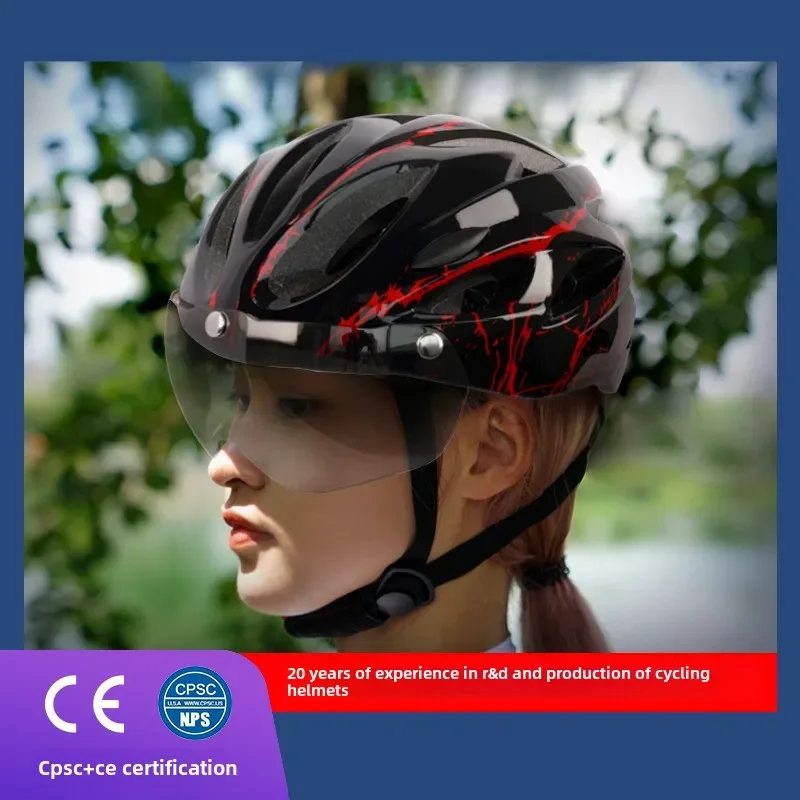 Bicycle helmet Bicycle riding helmet with goggles Integrated forming bicycle riding helmet