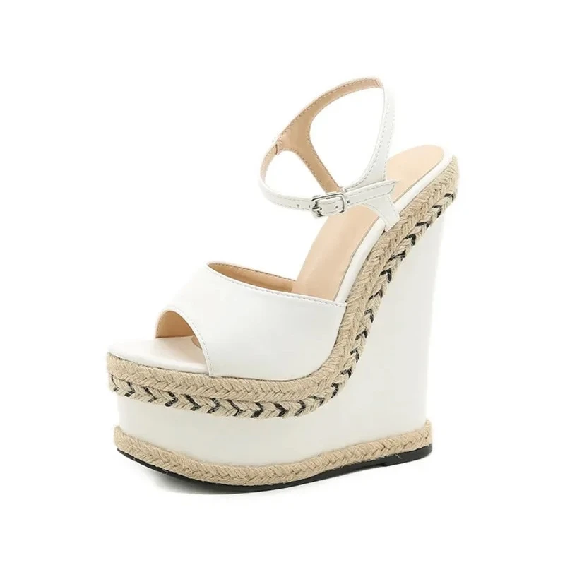 Women's Sandals New Fashion Open Toe Ankle Buckle Strap Womens Shoes Platform Wedges White Women Sandals Summer Shoes Size 35-42