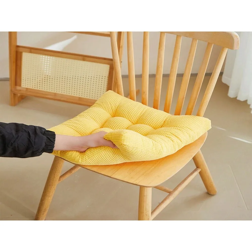 Soft Thick Dandelion Corduroy Seat Cushion Set 2pcs Round Square Skin-Friendly Pad For Home Office Dining Chairs #6