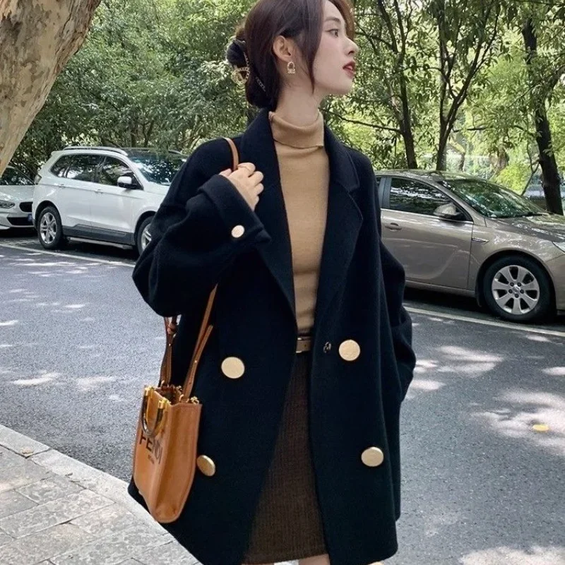 

Big Size Woolen 2024 New Autumn Thickening Senior Sense Thin Wool Coat Thick Women's Clothing Winter Commuter Short Trench Coat