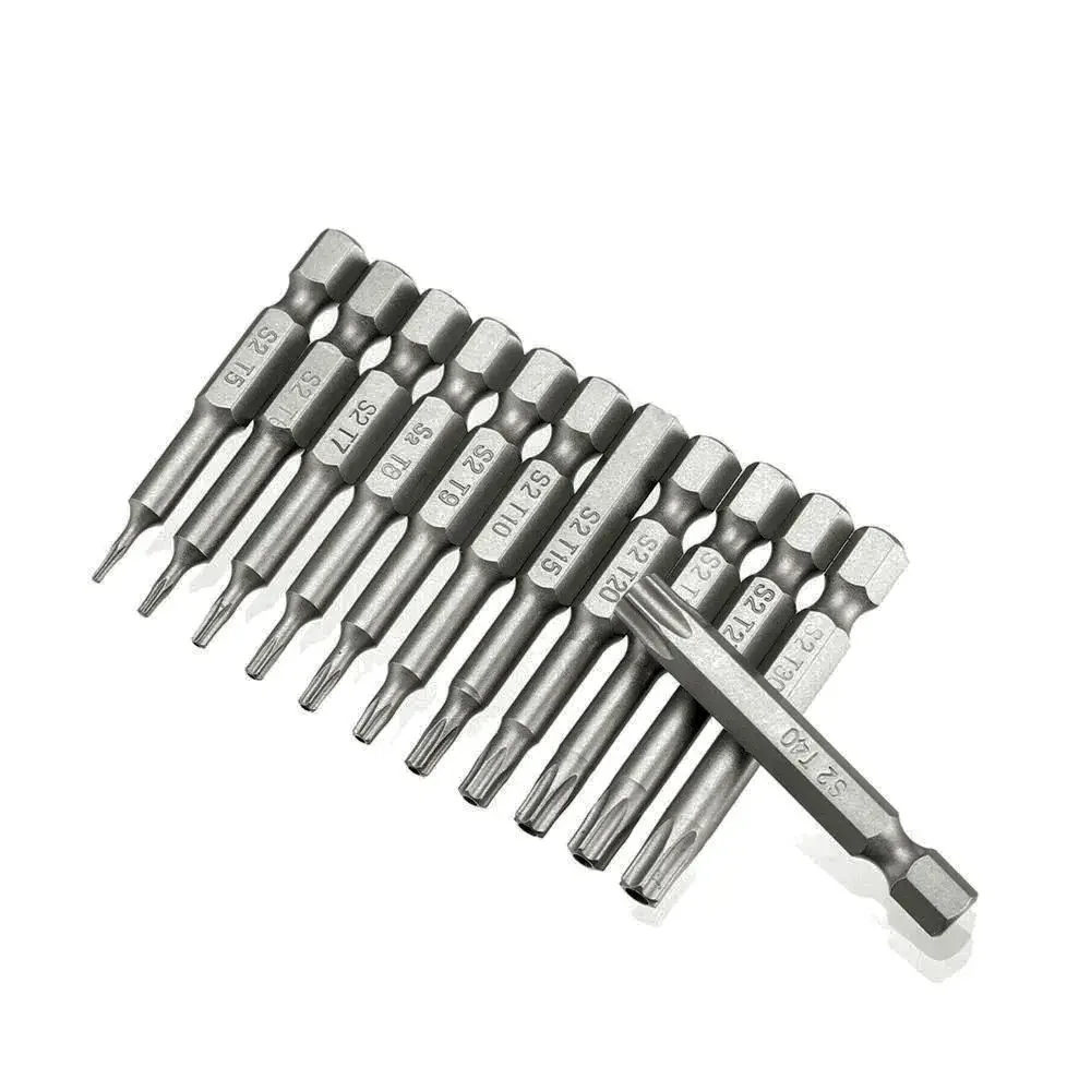 T5 T6 T7 T8 T9 T10 T15 T20 T25 T27 T30 T40 Tua Vít Đầu Torx Bộ Lục Giác An Ninh Từ Đầu 1/4 "Chuôi Lục Giác Khoan