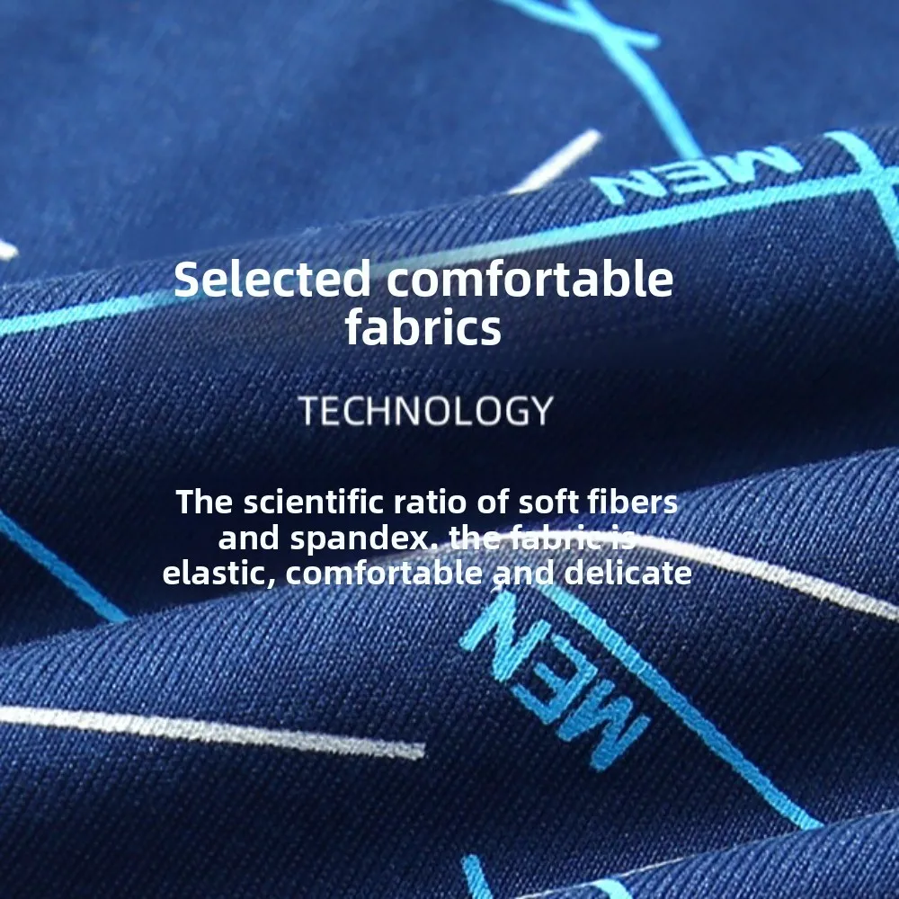 Soft English Letter Men's Boxer Briefs Mid Waist Large Size Shorts Underpants 4PCS Lingerie Printed Panties Male