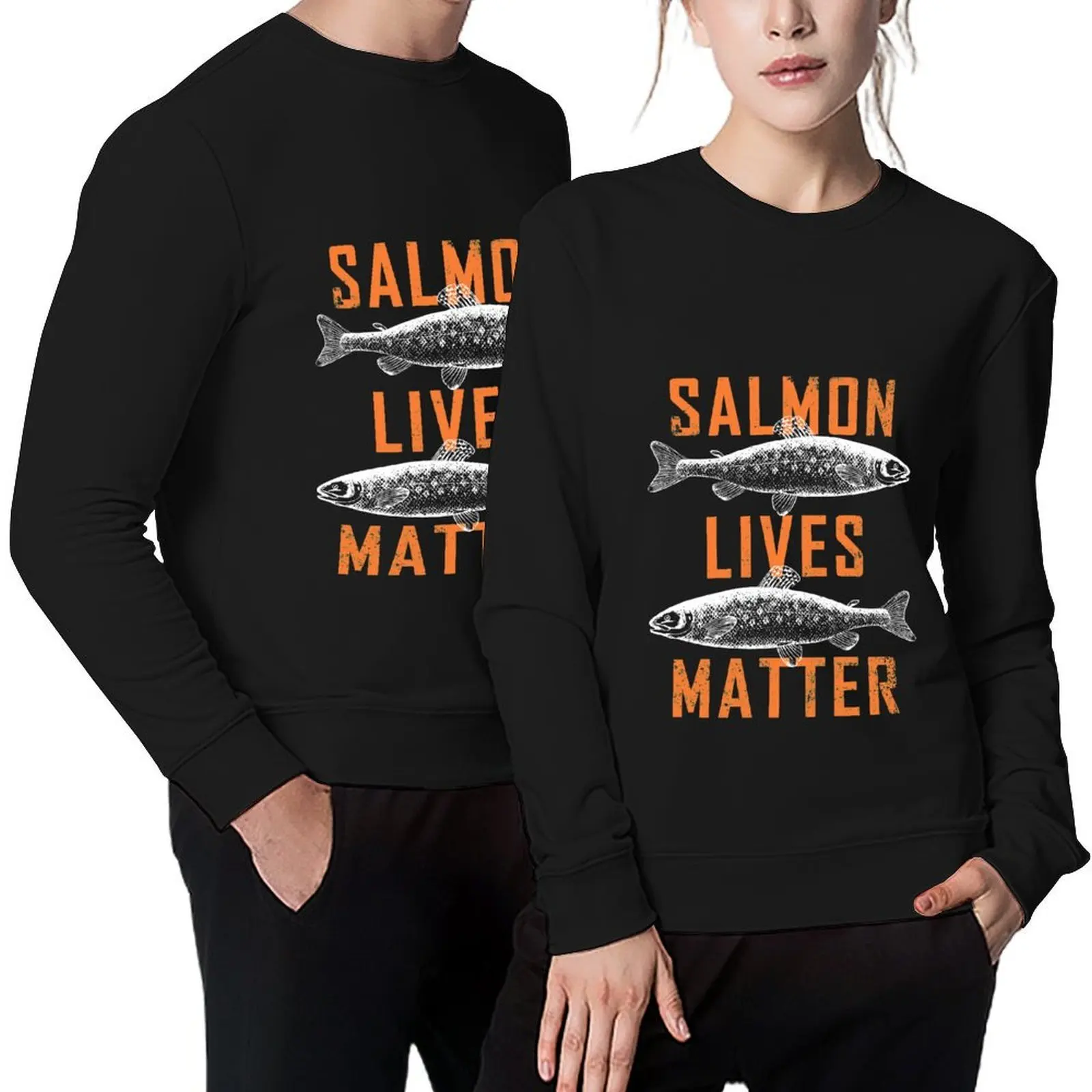 

Salmon Lives Matter Bass Fly Fishing Fish Fisherman Gift Pullover korean clothes men's sweatshirt