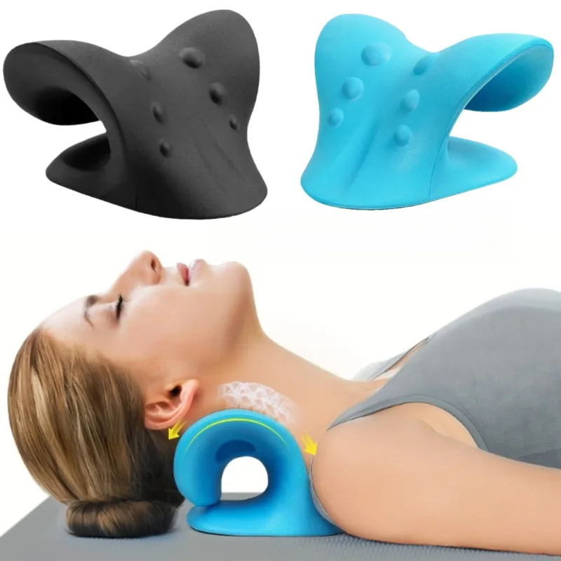 1pcs C-Shaped Cervical Spine Massage Pillow for Acupressure Shoulder and Neck Relaxation and Forward Head Posture Correction