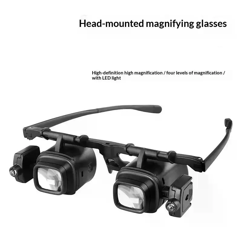 2x/6X/8X/12X/24X Head Mount Magnifier Headband Magnifying Glass Watch Jeweler Repair Magnifier LED Lights Loupe Microscope