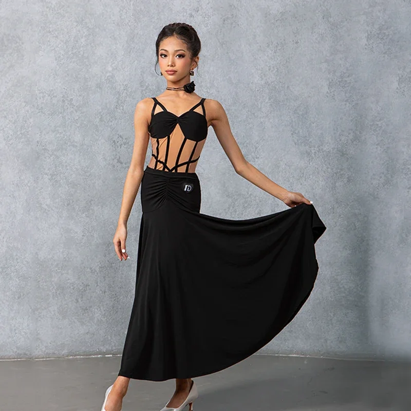 أحمر أسود الفالس قاعة الرقص فساتين المهنية الفتيات ملابس رقص اللاتينية الطفل الوطنية القياسية اللاتينية ملابس الرقص 10501