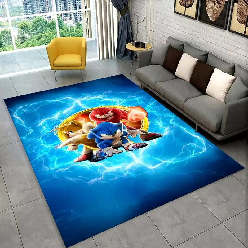 Classic Game S-Sonic Cartoon Non-Slip Area Rug for Living Room,Bedroom,Playroom,Soft Carpet Floor Mat Home Decor Rug Kids Room