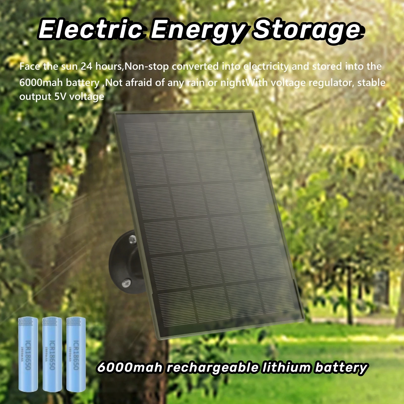 10W 5V Outdoor Solar Panel wIth 6000mah Battery Waterproof 3in1Multiport 10FT(3M) Solar Charging for Security Camera Fan Phone