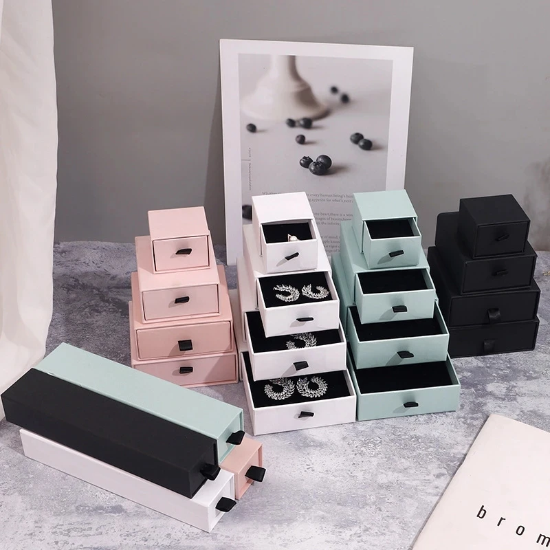 

Drawer Cardboard Jewelry set Boxes for Necklace Pendants Packaging Paper Jewelry Display Organizer Storage Gift Box Personalized