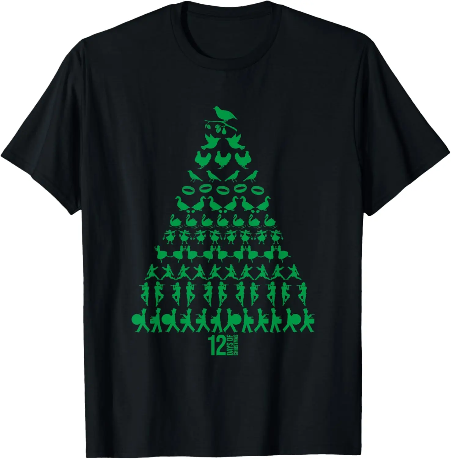 12 Days of Christmas Tree Classic Holiday Christmas Carol T-Shirt