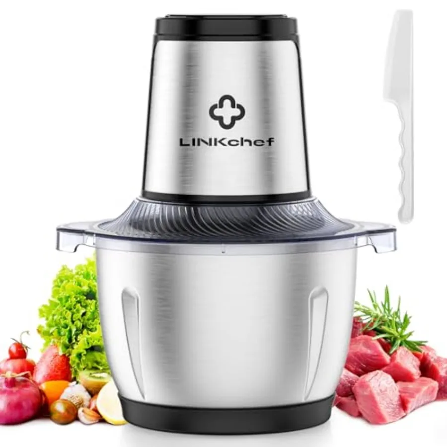 

Food Processor Small 6 Cup Food Chopper with Container 1.5L 250W Electric Meat Grinder for Home Use Stainless Steel Mini Food P