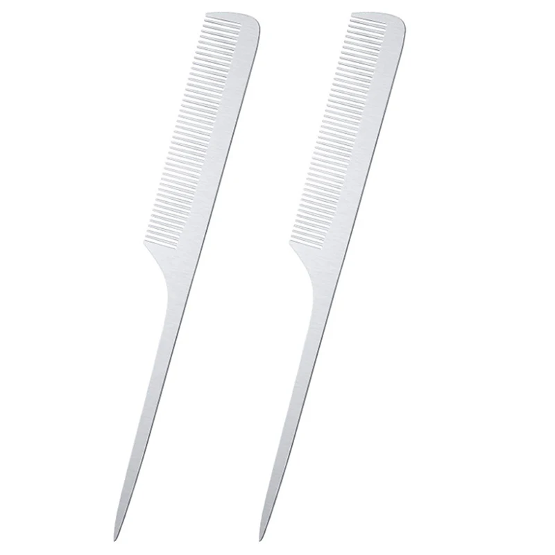 Stainless Steel Silver Hairdressing Comb Anti-static Men Haircut Clipper Ultra-thin Comb Salon Styling Tool Barber Professional