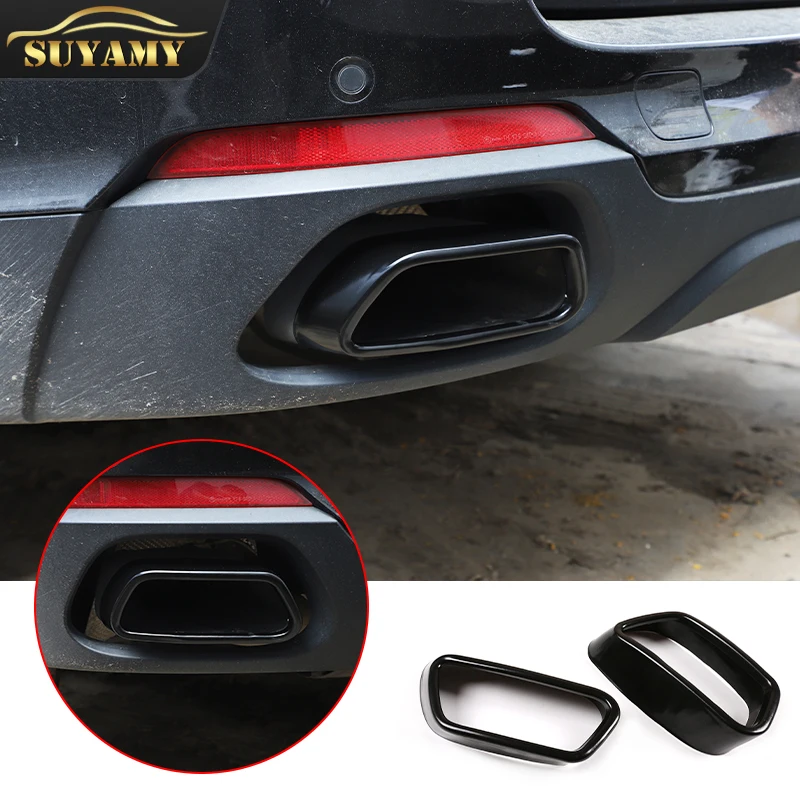 Car Styling Exhaust Tail Throat Frame Decoration Sticker Trim For BMW X5 F15 X6 F16 2014-2019 Exterior Tail Pipe Accessories