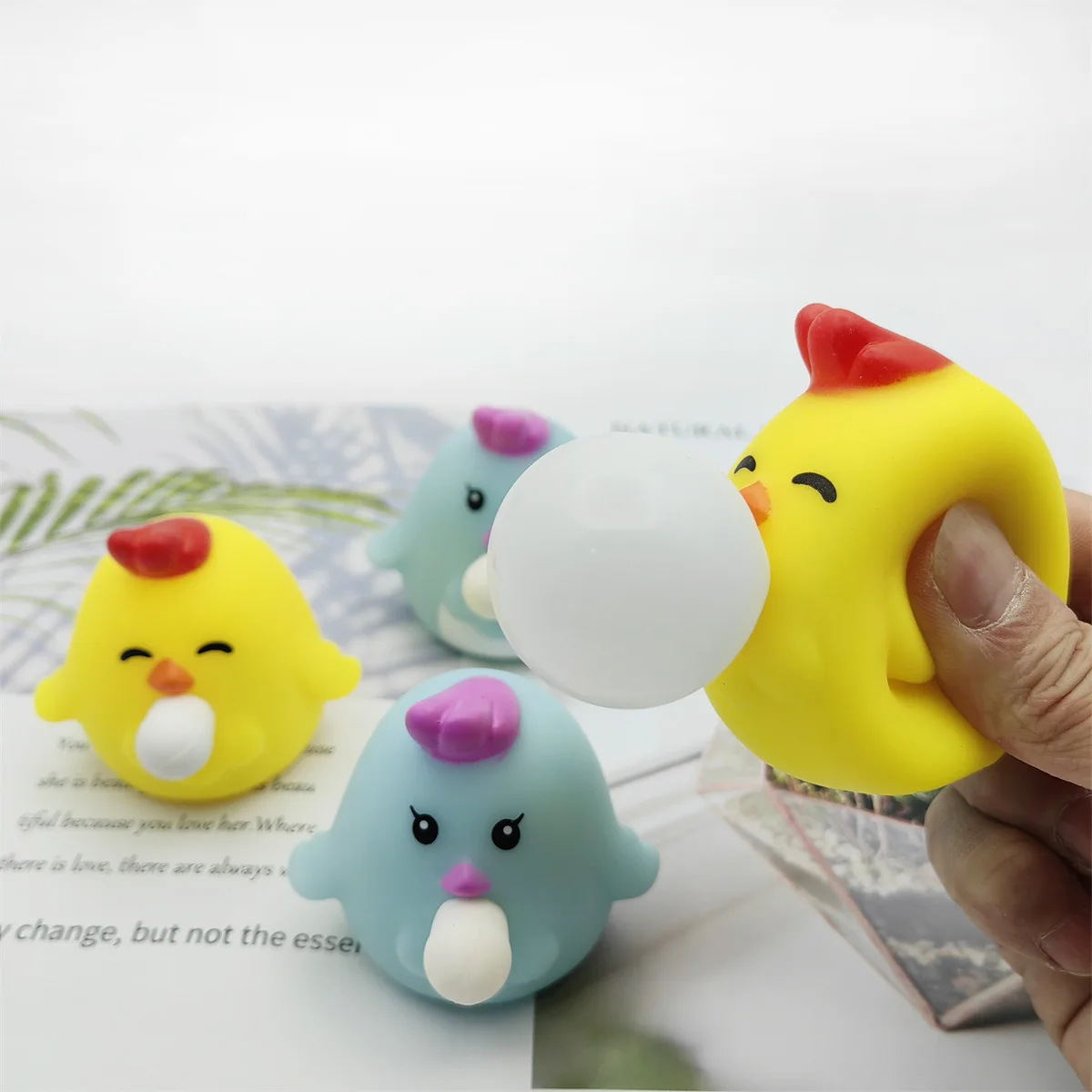 Children's Peculiar Stress-relieving Toys Spitting Bubbles Chick Choking Interesting Novelty Vent Blowing Bubbles Turkey