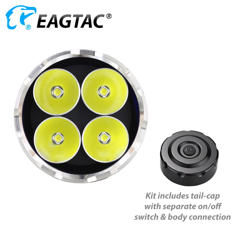 EAGTAC MX25L4C XML2 XPL HI SFT40 أربعة LED الشعلة توربو رئيس مصباح يدوي 4800 لومينز للبرمجة التكتيكية الحرة 4 قطعة 18650 بطارية