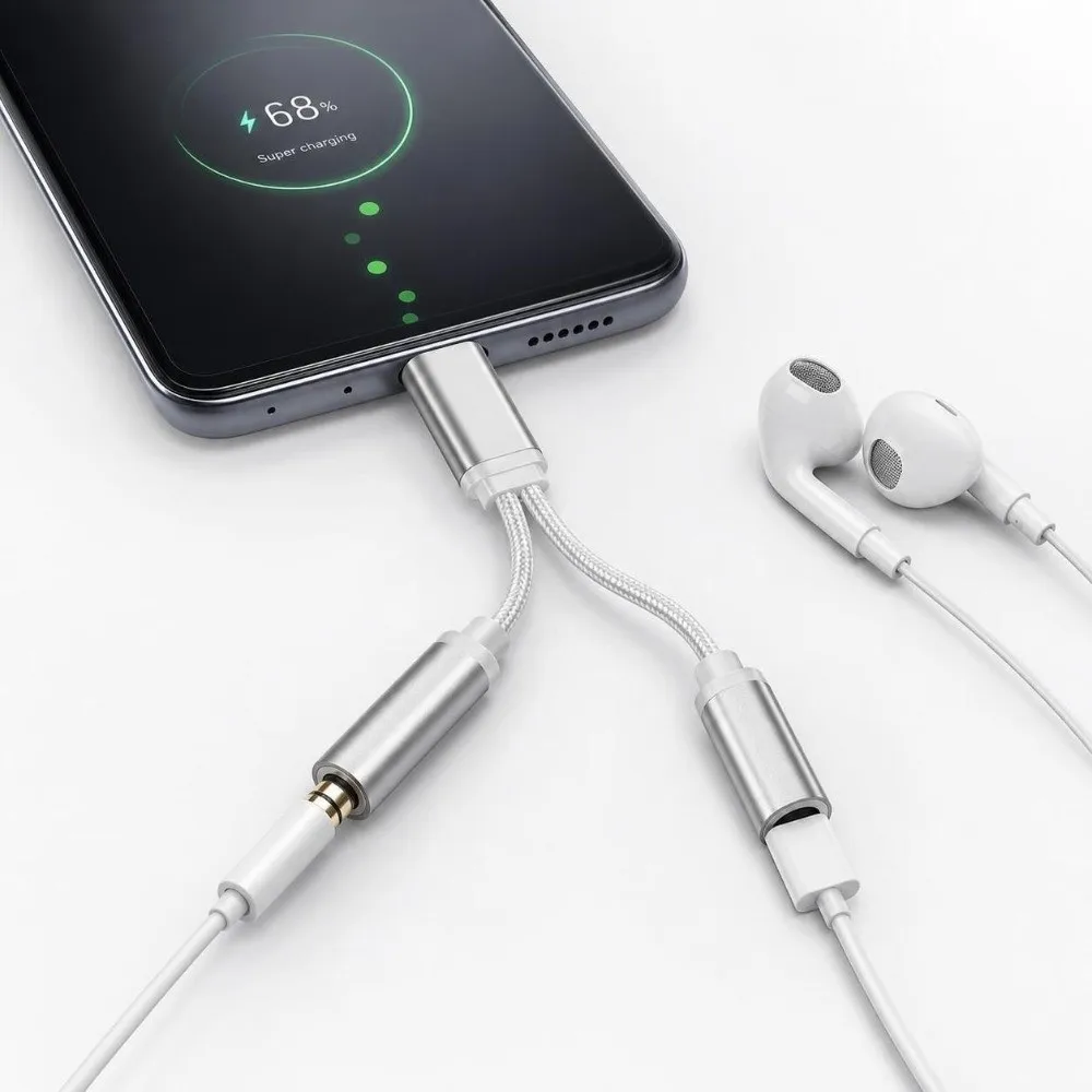 Versatile 2 in 1 Type C Audio Adapter USB C to 3.5mm Male to Female Audio Converter Adapter USB C Headphone Jack Adapter