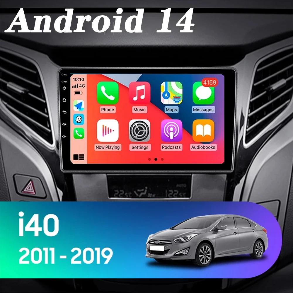 Radio Estéreo Multimedia con GPS para coche, reproductor de vídeo con Android 14, Carplay inalámbrico, No 2DIN, para Hyundai i40, 2011 - 2019