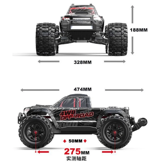 Игрушечный автомобиль Kawaii, забавный подарок, 80 км/ч, высокоскоростной 4WD радиоуправляемый грузовик, 1:10, бесщеточные внедорожные радиоуправляемые автомобили, супер монстр-трак 48 см, игрушки для мальчиков