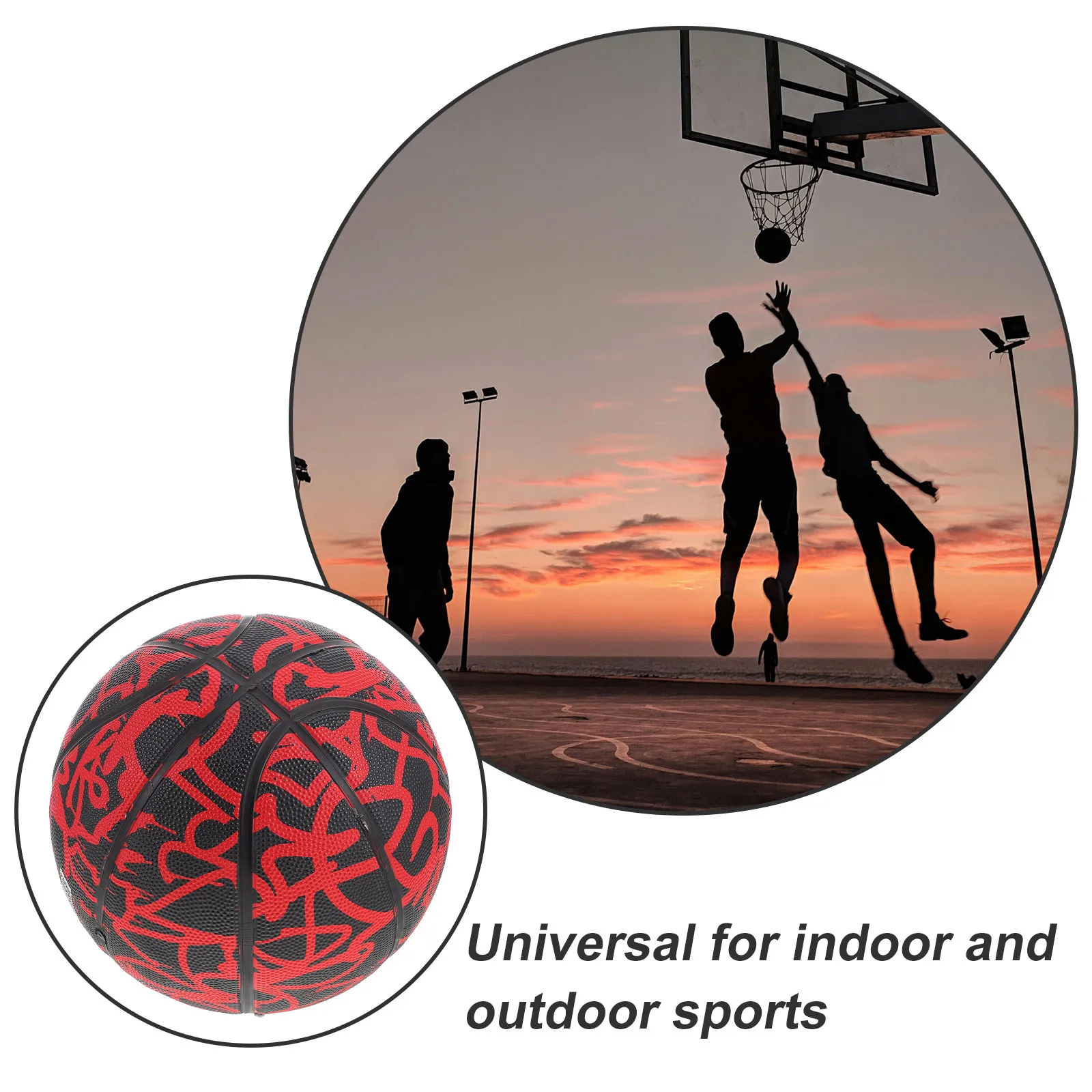 ลูกบาสเก็ตบอล PU ลายกราฟฟิตี ขนาดมาตรฐานเบอร์ 7 สำหรับฝึกซ้อมในร่มและกลางแจ้ง เหมาะสำหรับสนามกีฬา สวนสาธารณะ สนามหลังบ้าน และการเล่นบาสเก็ตบอลบนถนน