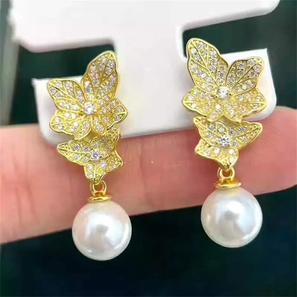 

Серьги из стерлингового серебра 925 пробы с жемчугом, принадлежности для самостоятельного изготовления ювелирных изделий, пустые стойки для сережек для аксессуаров ручной работы, без жемчуга