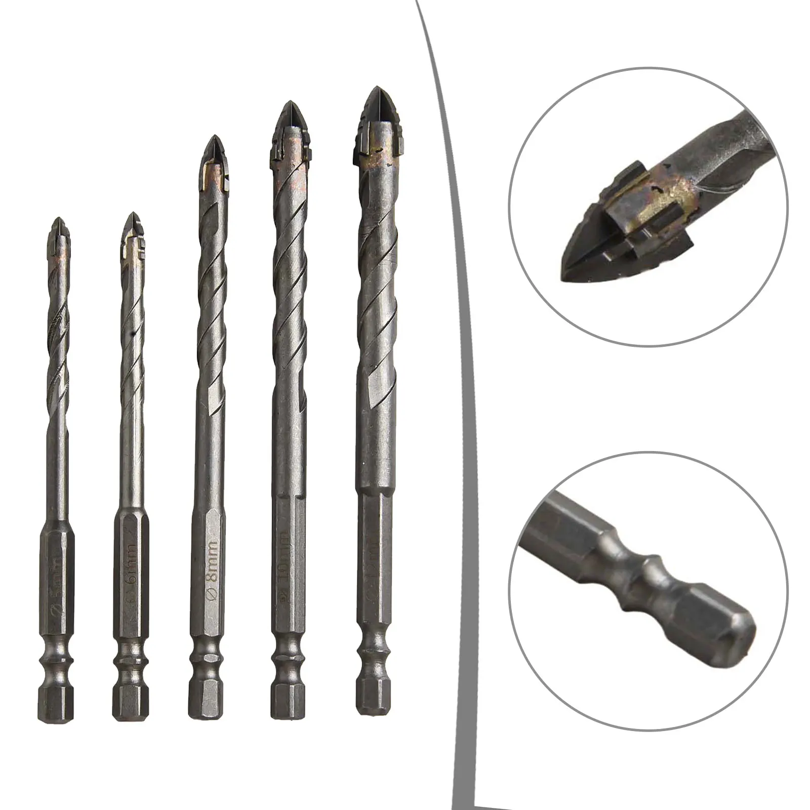 Hard Eccentric Drill Bits Four-Flute Sawtooth Eccentric Drill Bit High Hardness Bevel Tip Serrated Drill Bits For Brick Wood