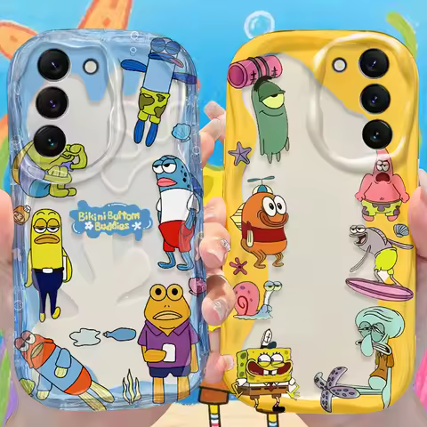 Wave Case for Samsung Galaxy S25 S24 S23 S22 S21 Ultra Plus S20 FE A73 A72 A71 A56 A55 A54 5G A52 A52S A51 4G S-SpongeBobs Cover