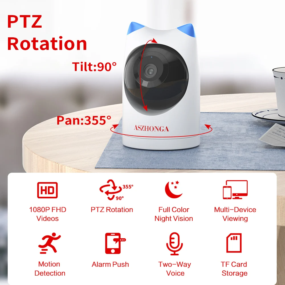 Aszhonga 2mp câmera vida inteligente áudio em dois sentidos tuya app hd casa inteligente 1080p ptz indoor casa sem fio cctv câmera de vigilância