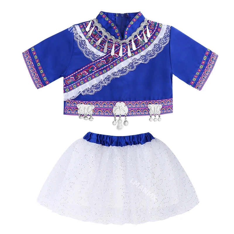 Roupas de desempenho infantil Guangxi Yao, Miao, Dong, Yi, Gelao grupo étnico, Tujia