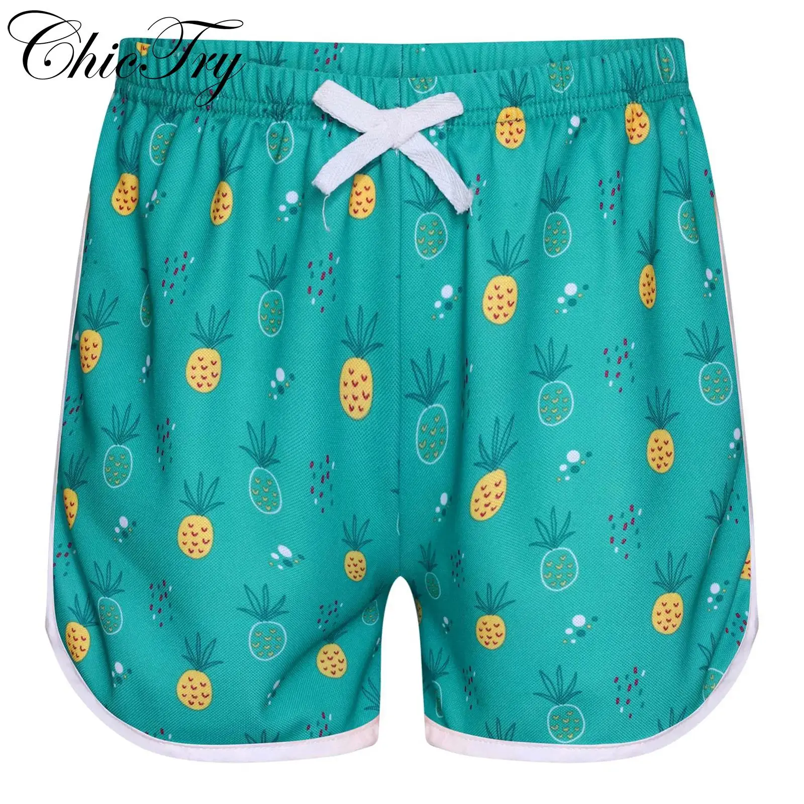 

Kids Girls Sports Shorts Swim Bottoms Bowknot Elastic Waistband Sides Slit Beachwear for Swimming Gymnastics Workout Fitness