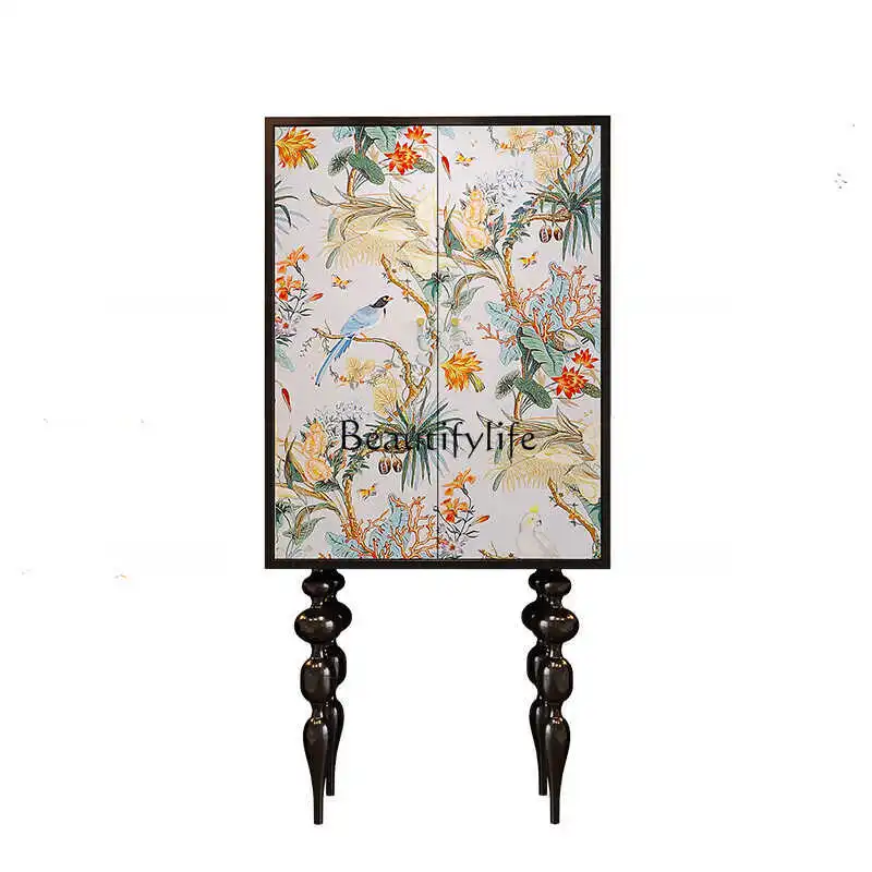 

French retro flower and bird independent shoe cabinet decorative storage cabinet at the entrance entrance