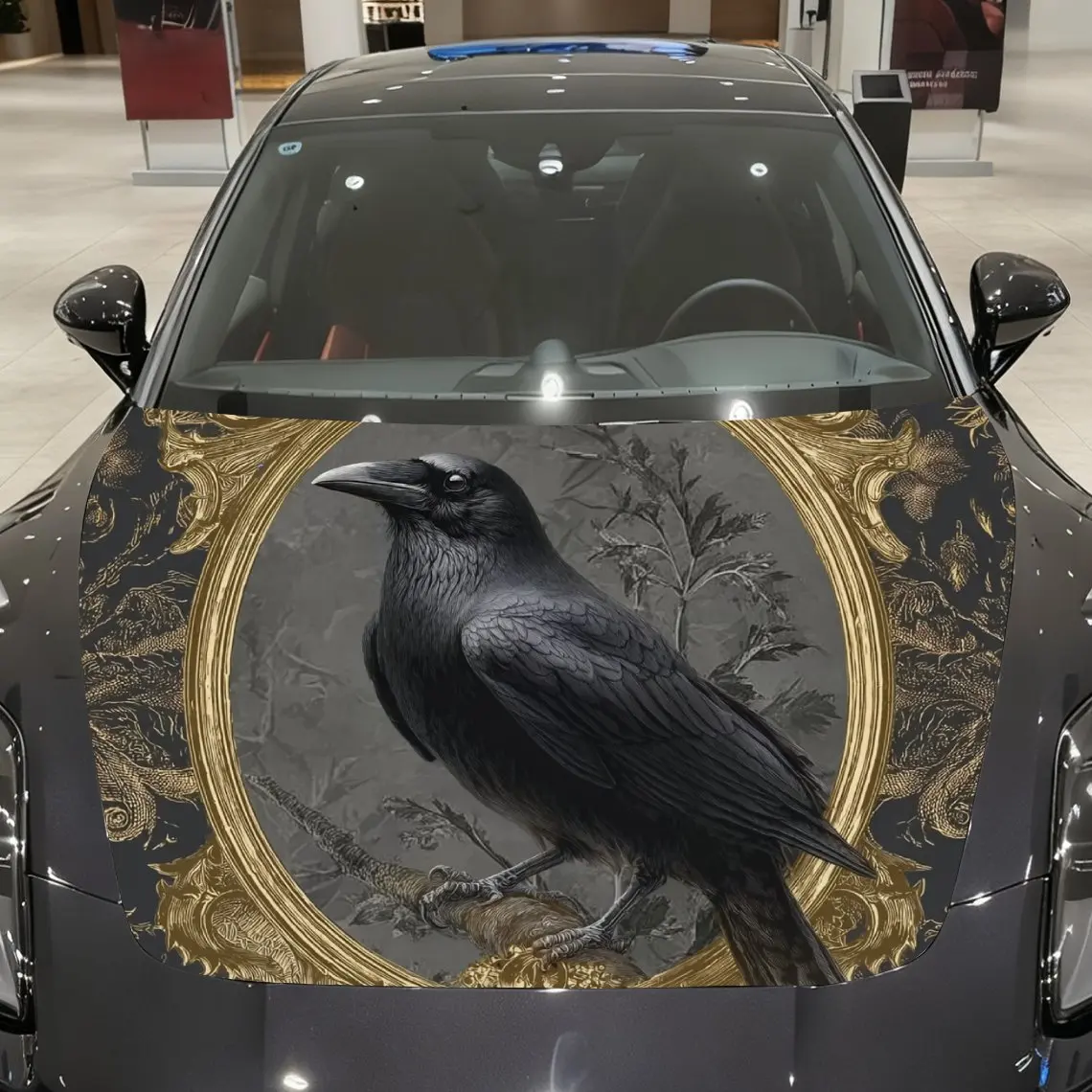Gothic Crow Car Hood Sticker, Durable PVC Vinyl Film Suitable For Most Vehicles, Hood Protection Film Gift, Car Parts | Realisti