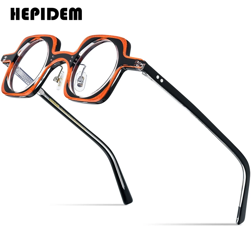 HEPIDEM Powder Acetate Glasses Frame Men Square Round Eyeglasses Women Optical Spectacles Eyewear 9320