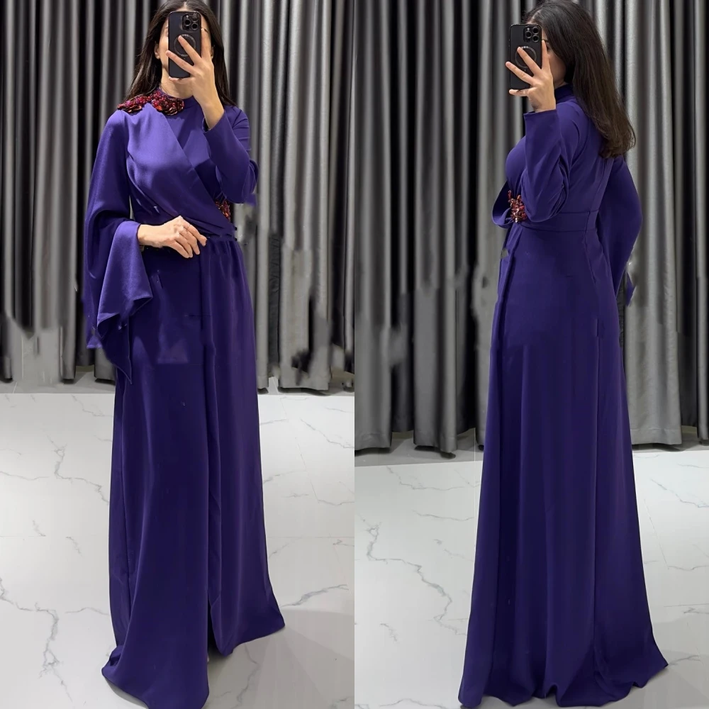 

Jiayigong Jersey Beading Celebrity A-line High Collar Bespoke Occasion Gown Long Dresses Saudi Arabia