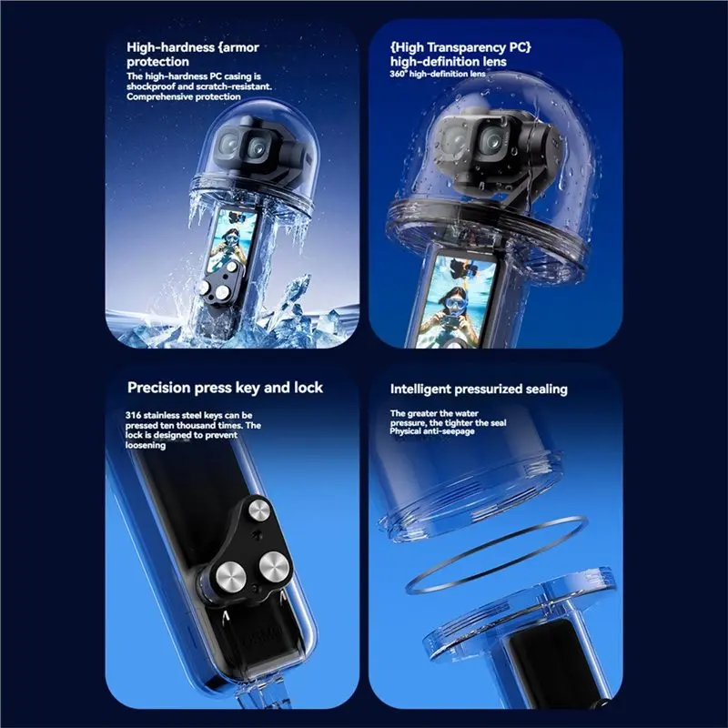 Classic-For DJI Osmo Pocket4 PRO 50M Dive Case Underwater Waterproof Case For Invisible Camera Accessories