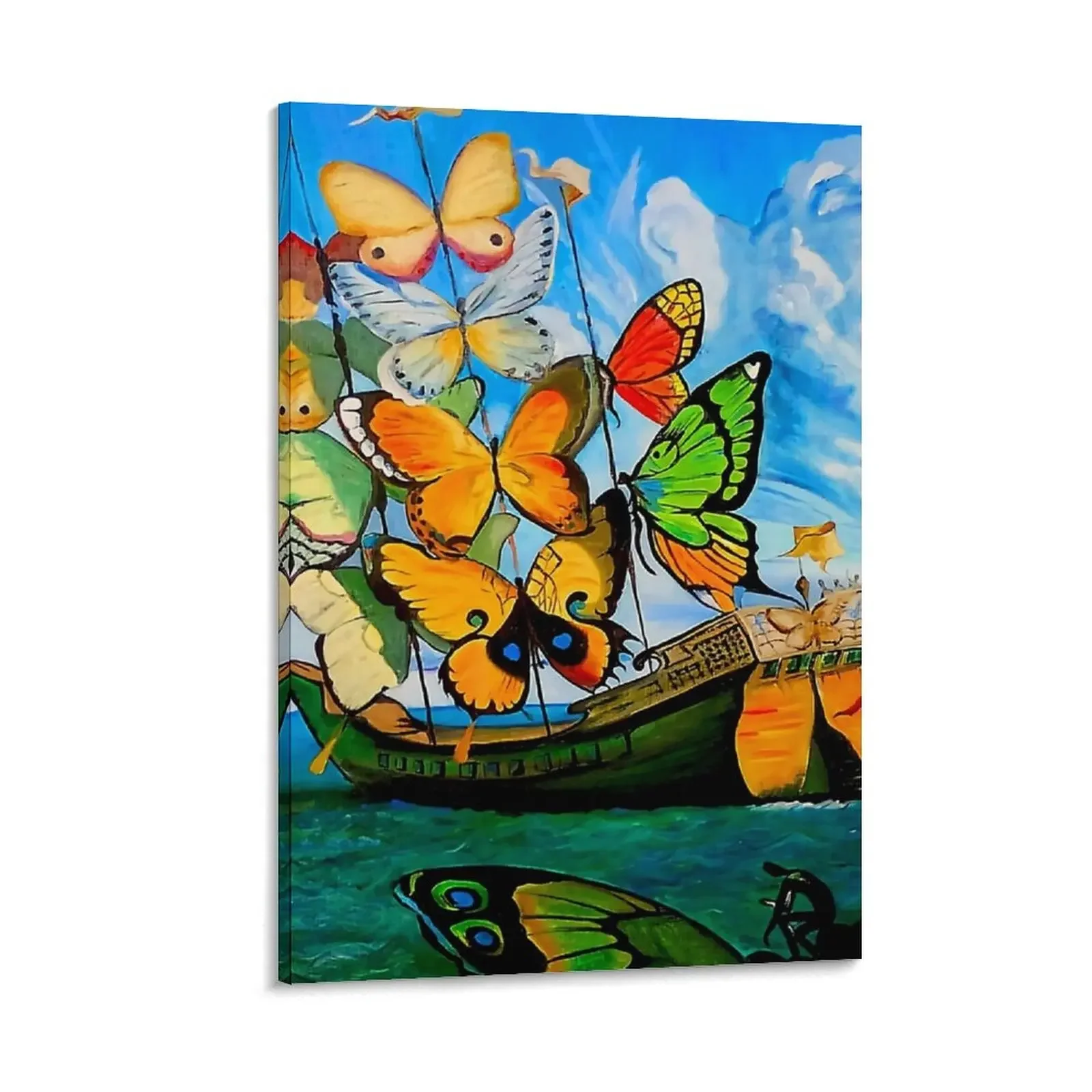 

BUTTERFLY SHIP: Ship Painting With Butterfly Sail In The Ocean Canvas Painting accessories for home decor Home decoration