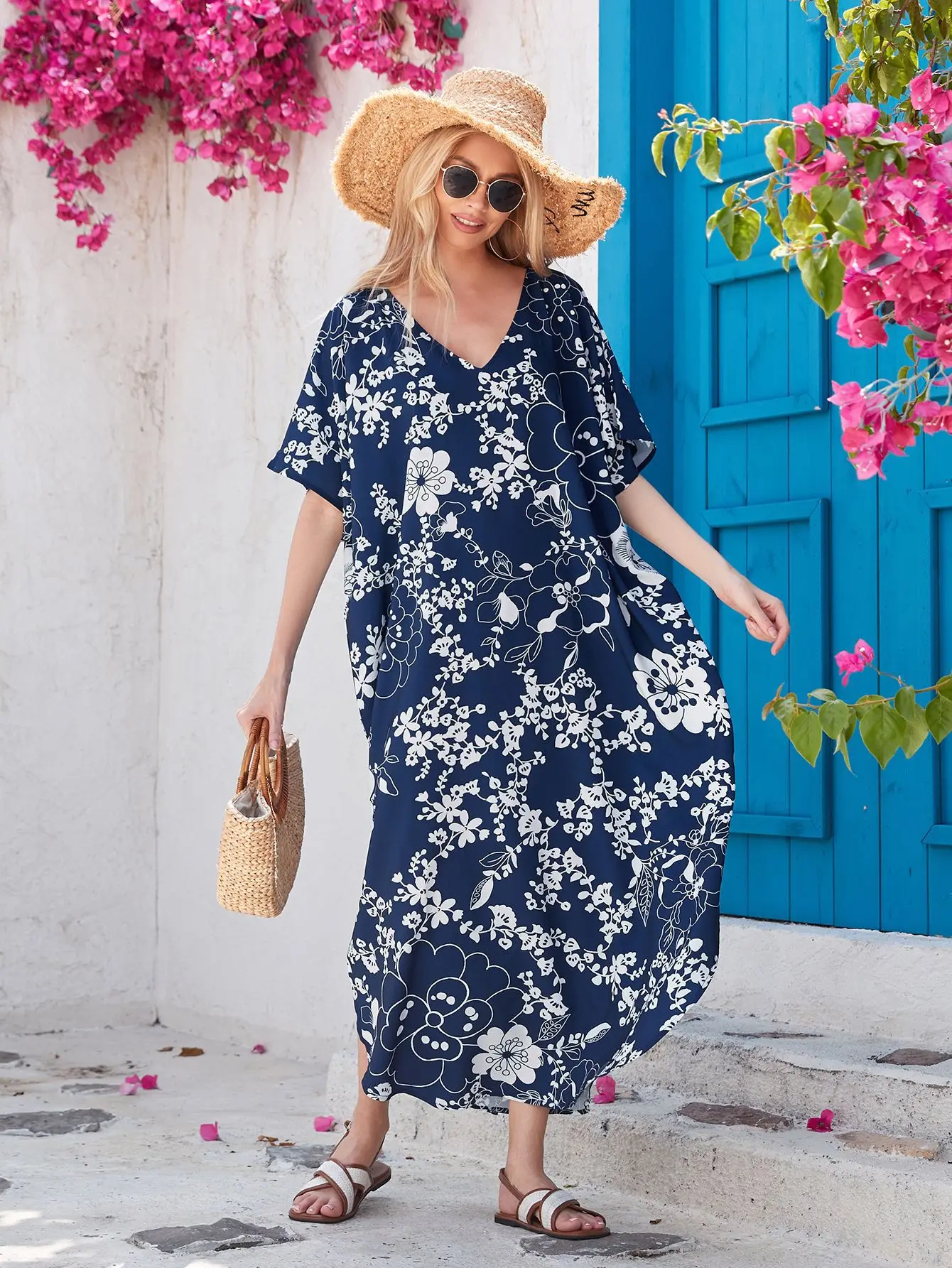 قفطان فستان للنساء ، قفطان منقسم جانبًا ، ثوب سباحة ، تستر ، ملابس خروج طويلة على الشاطئ ، كاجوال