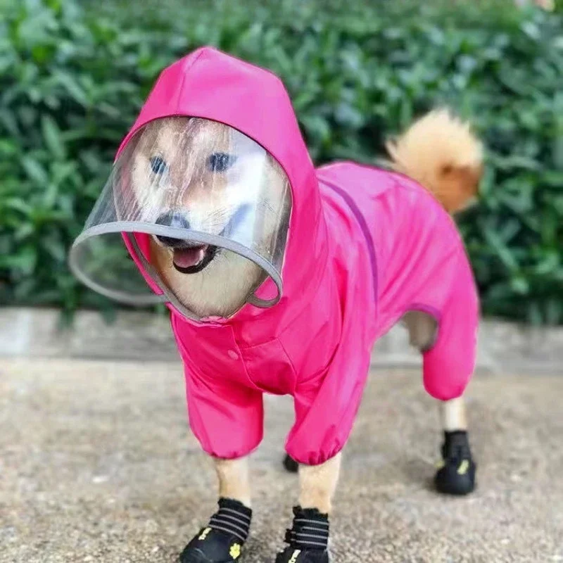 Medium and small dog raincoat four-legged all-inclusive Teddy dog poncho waterproof poodle Schnauzer Shiba dog