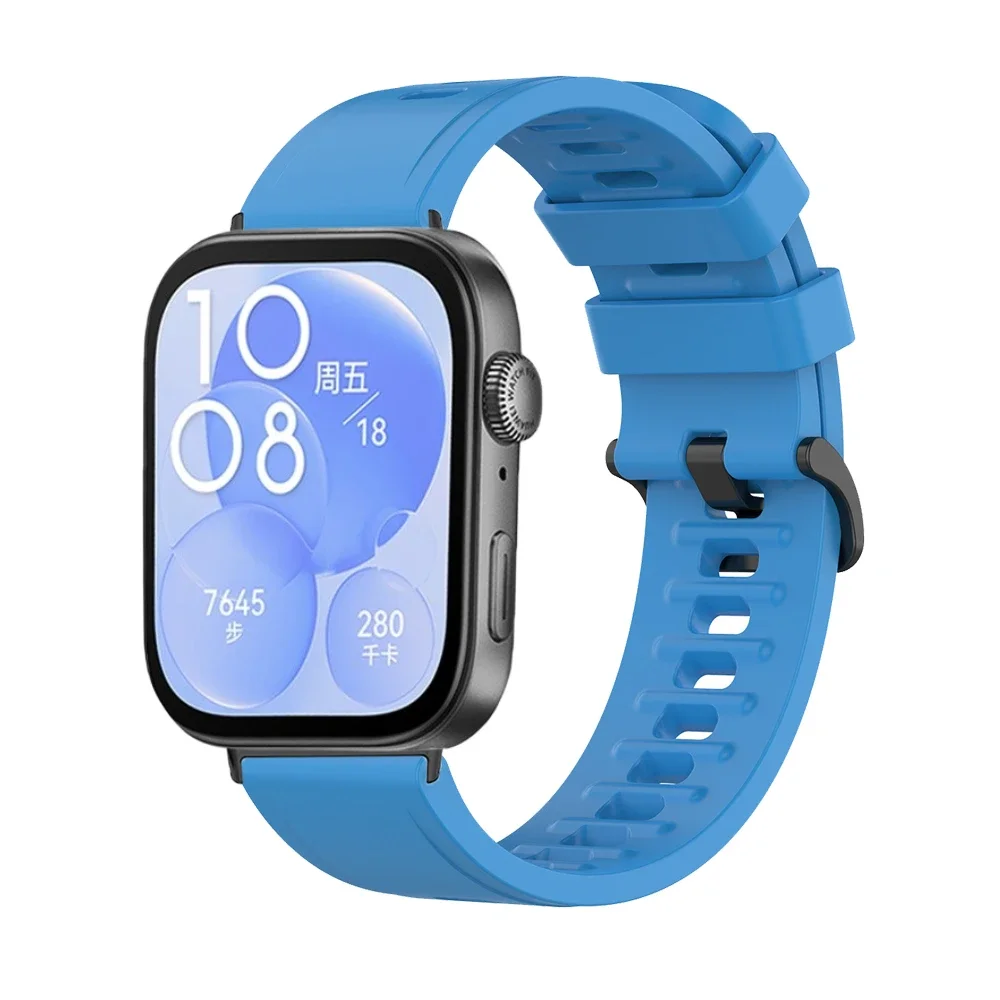 حزام سيليكون لساعة Huawei Watch Fit 3 Fit 4 بإبزيم معدني، سوار معصم مريح لساعة Huawei Watch Fit 4 pro