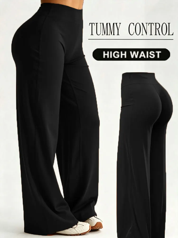 High-Waist Straight Leg Workout-Hose Hautfreundliche Hüftformende Casual Sport-Leggings Trainings-Bodyshaping Fitness-Unterwäsche