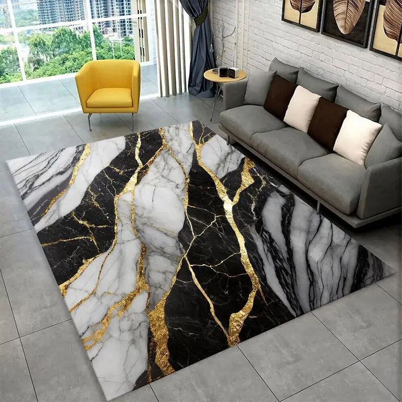 Luxurious Marble Nordic Art Colorful Stones Large Area Rug Non-slip Carpet for Bedroom Living Room Sofa Doormat Home Decor