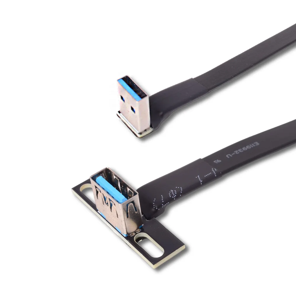 ADT 3-300CM USB 3.0 Male To Female Soft FPV FPC Flat Ribbon Extension Cable Type A Female To USB A Male Extender Double 90 Angle