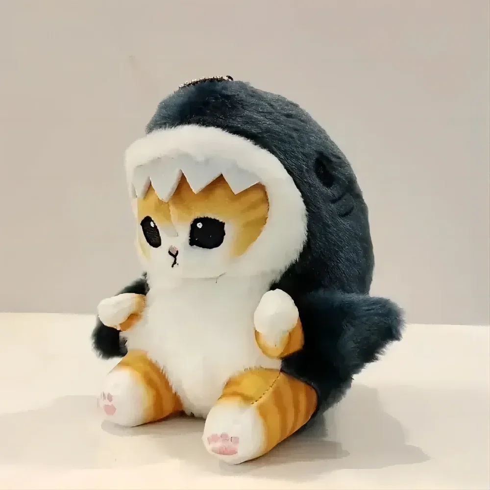 12cm Hot Cute Shark Cat Fried Shrimp Cat Plush Doll Pendant Doll Beautiful Room Car Bag Decoration Pendant Opening Holiday Gift image 2
