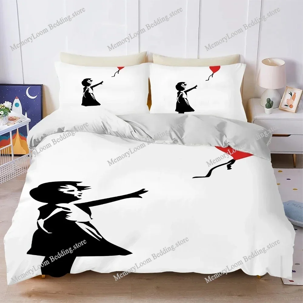 Art Banksy Street Graffiti Duvet Cover Set Home Style Bedding Soft Laundry Cotton Bed Four Seasons Student Dormitory Luxury Gift