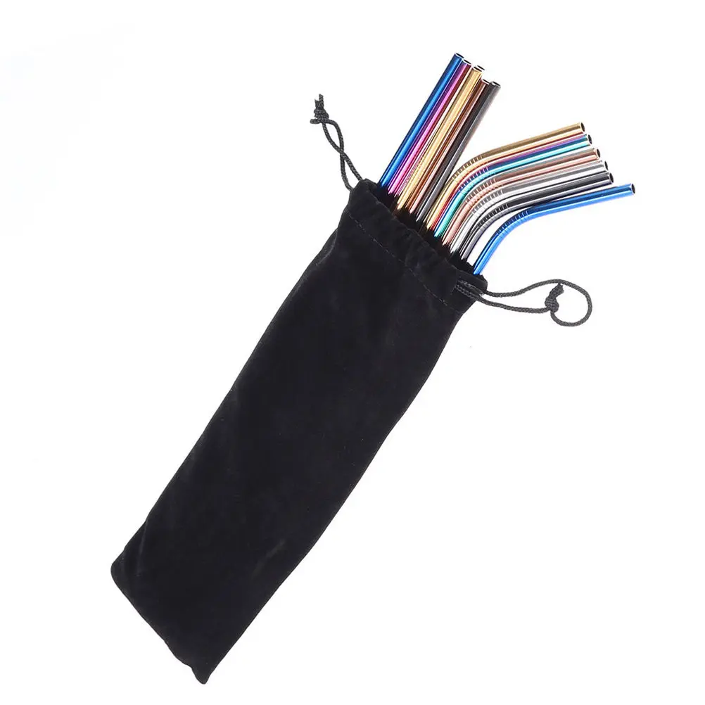 

1 шт. черный фланелевый мешочек для хранения, легкий чехол для переноски с завязками для многоразовых соломинок из нержавеющей стали