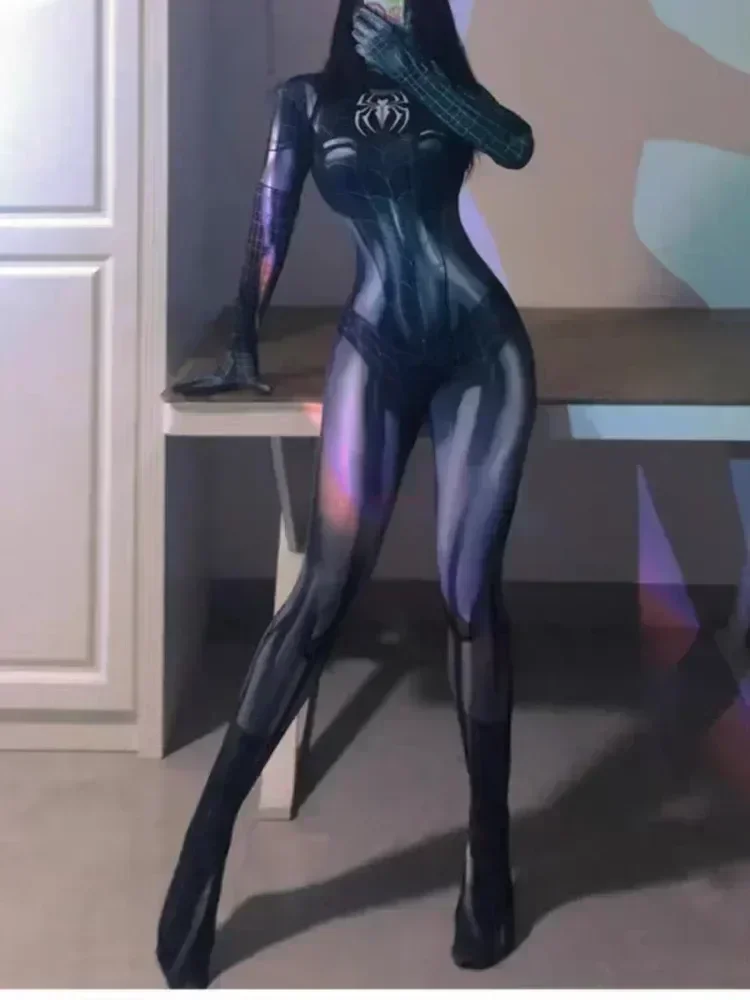 In Stock Costume For Spider Women Cosplay Superhero Costume Black Cat Tight 3d Printing Jumpuit Bodysuit Toys Festival Gift