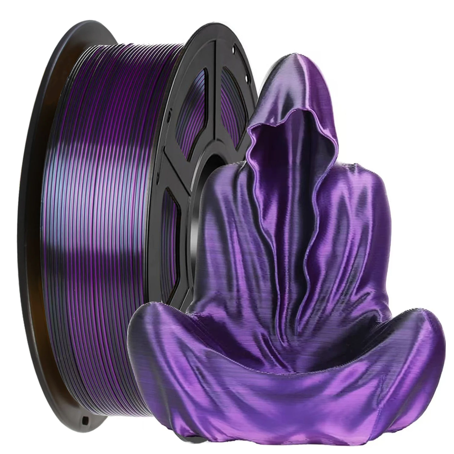 Dual Color Silk Black Purple 3D Printer PLA Filament 250g 500g 1Kg 1.75mm for 3D Printing Material Independent Vacuum Packaging